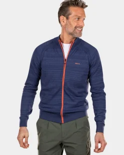 Full zip cotton cardigan - Dusk Navy