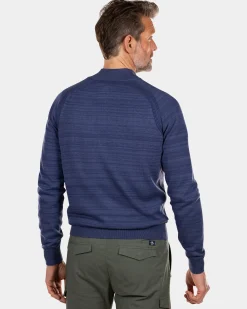 Full zip cotton cardigan - Dusk Navy