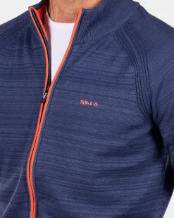 Full zip cotton cardigan - Dusk Navy