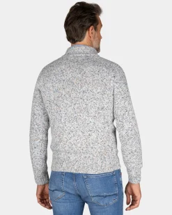 Gray knitted half-zip sweater - Powder Sand