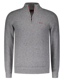 Gray pullover with half-zip - Grey Melange