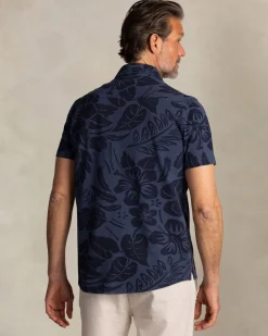Gray-blue shirt with navy floral print