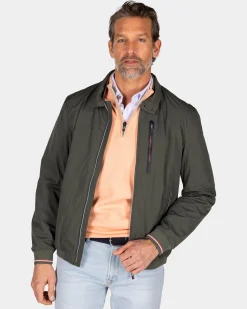 Green bomber jacket with stretch