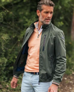 Green bomber jacket with stretch