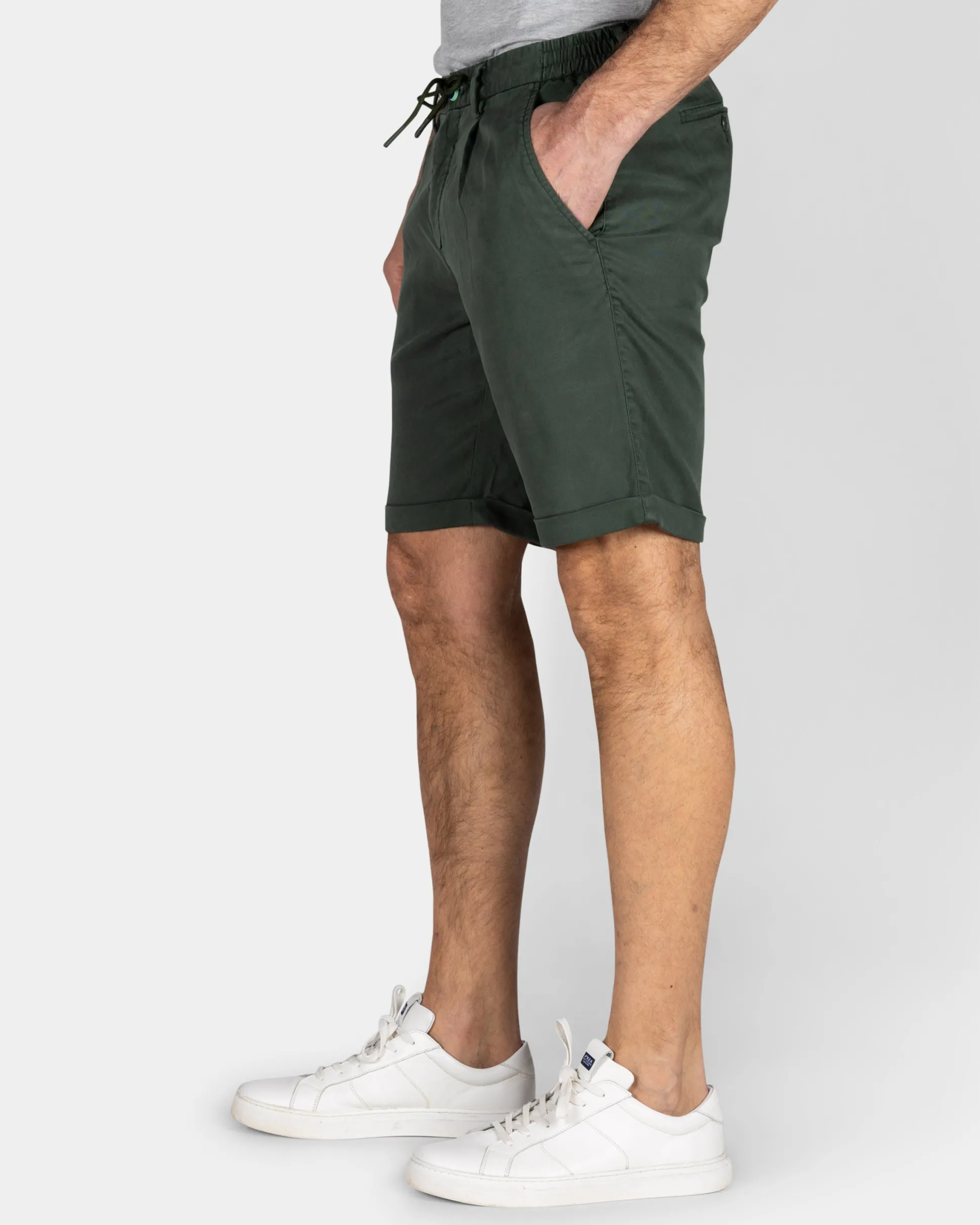 Green Chino Shorts with Stretch