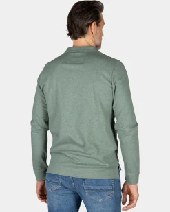 Green cotton long sleeve polo