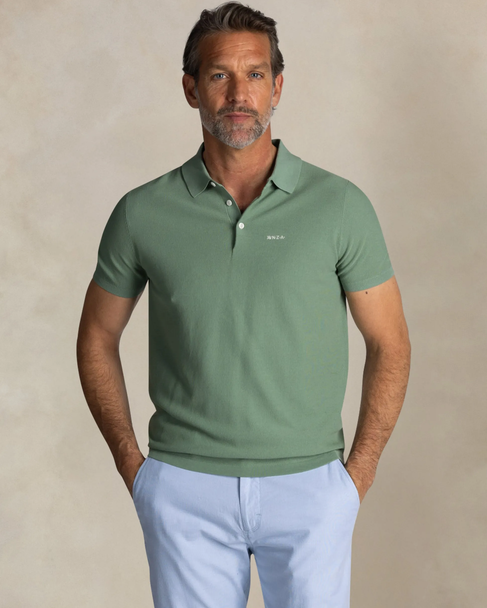 Green cotton polo
