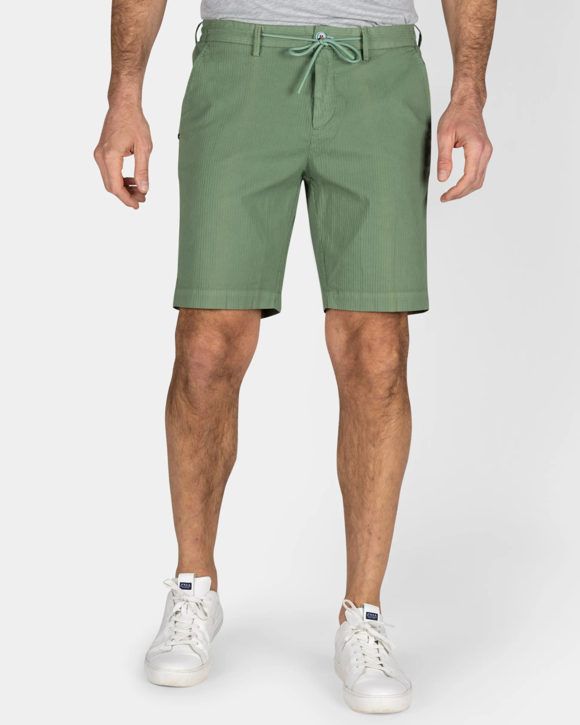 Green Cotton Shorts with Stretch