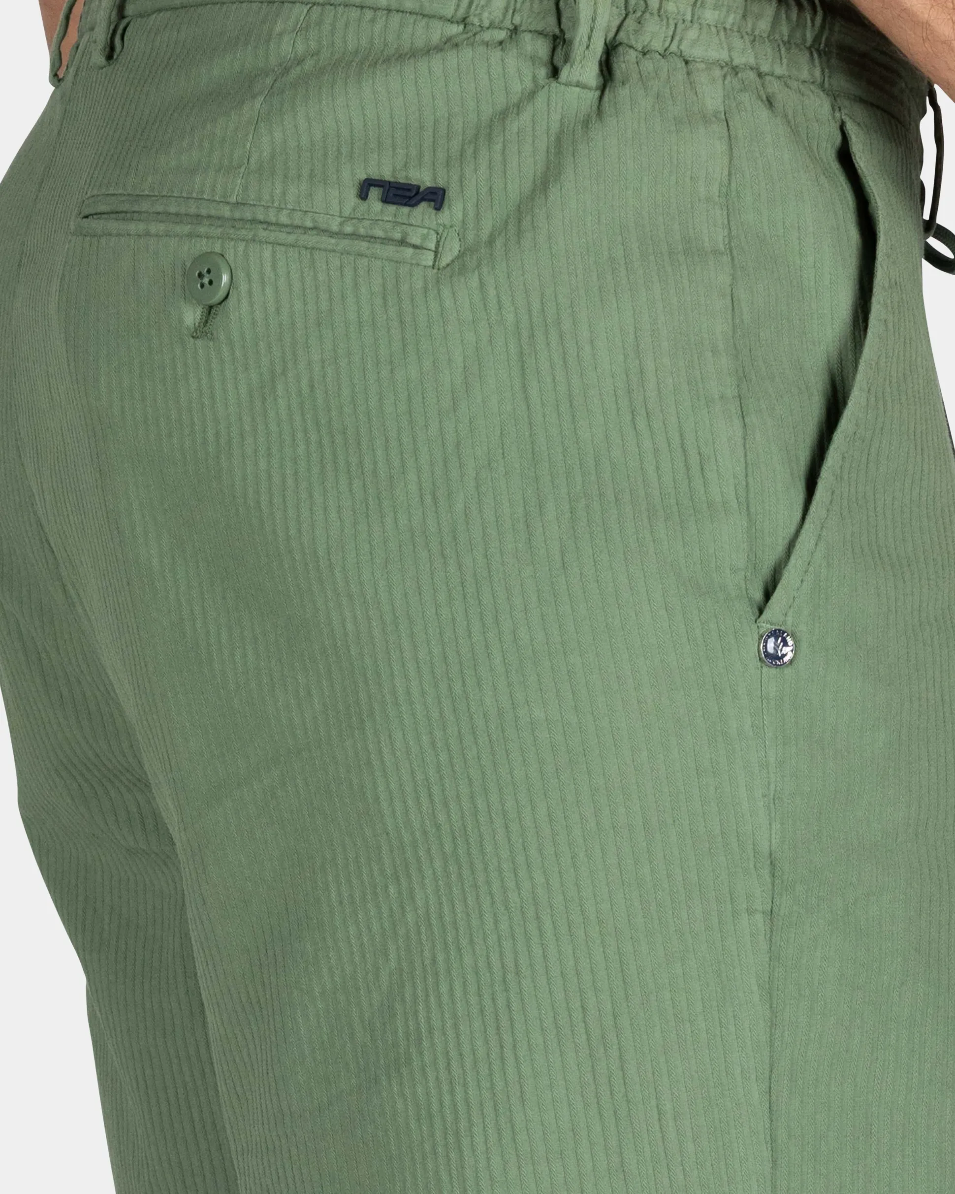 Green Cotton Shorts with Stretch