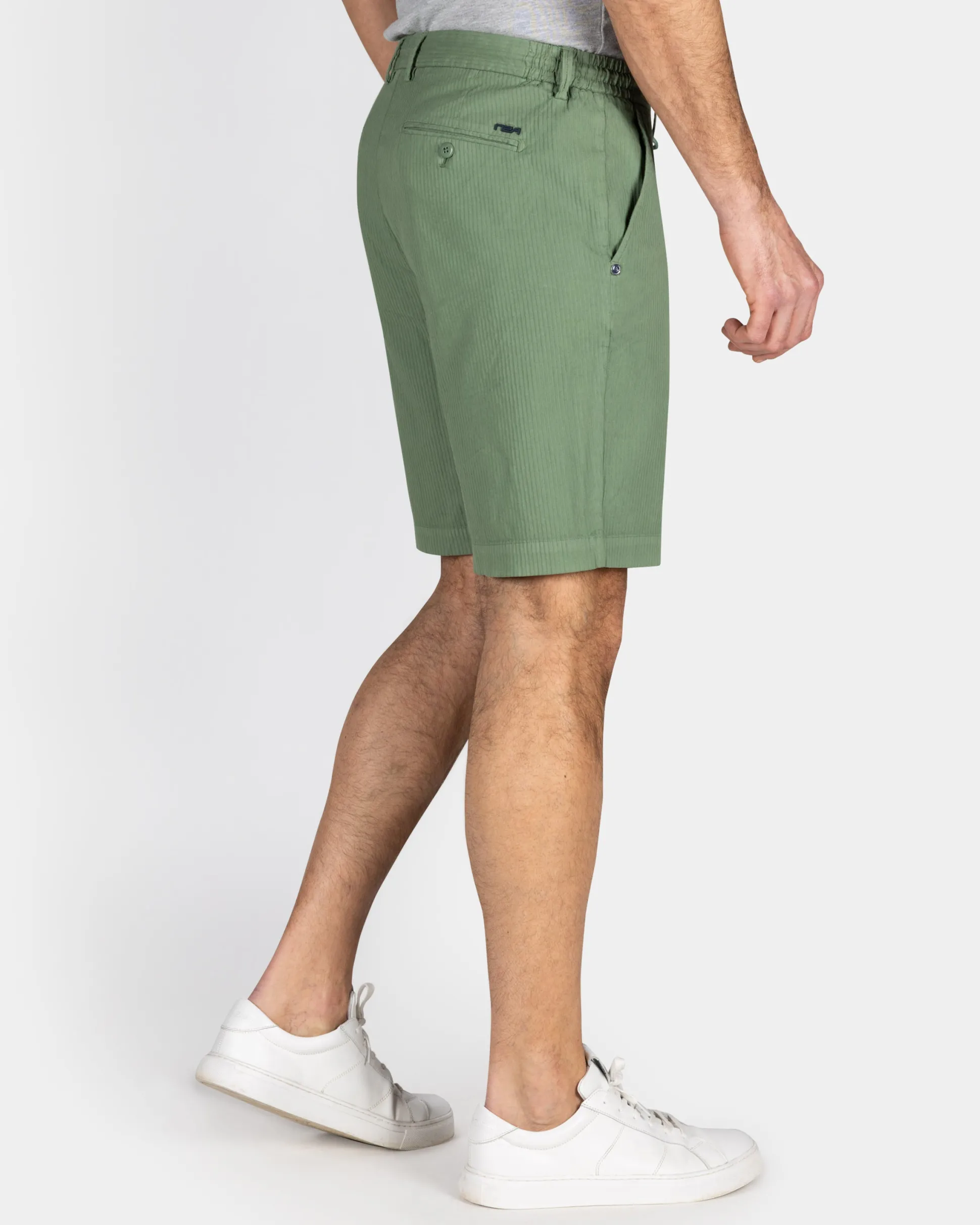 Green Cotton Shorts with Stretch