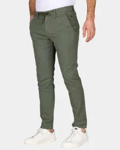 Green cotton stretch chino