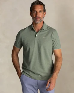Green cotton stretch polo