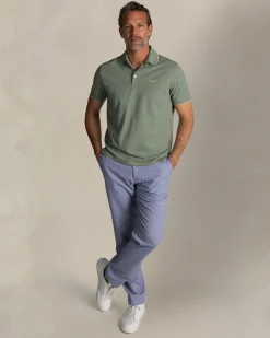 Green cotton stretch polo