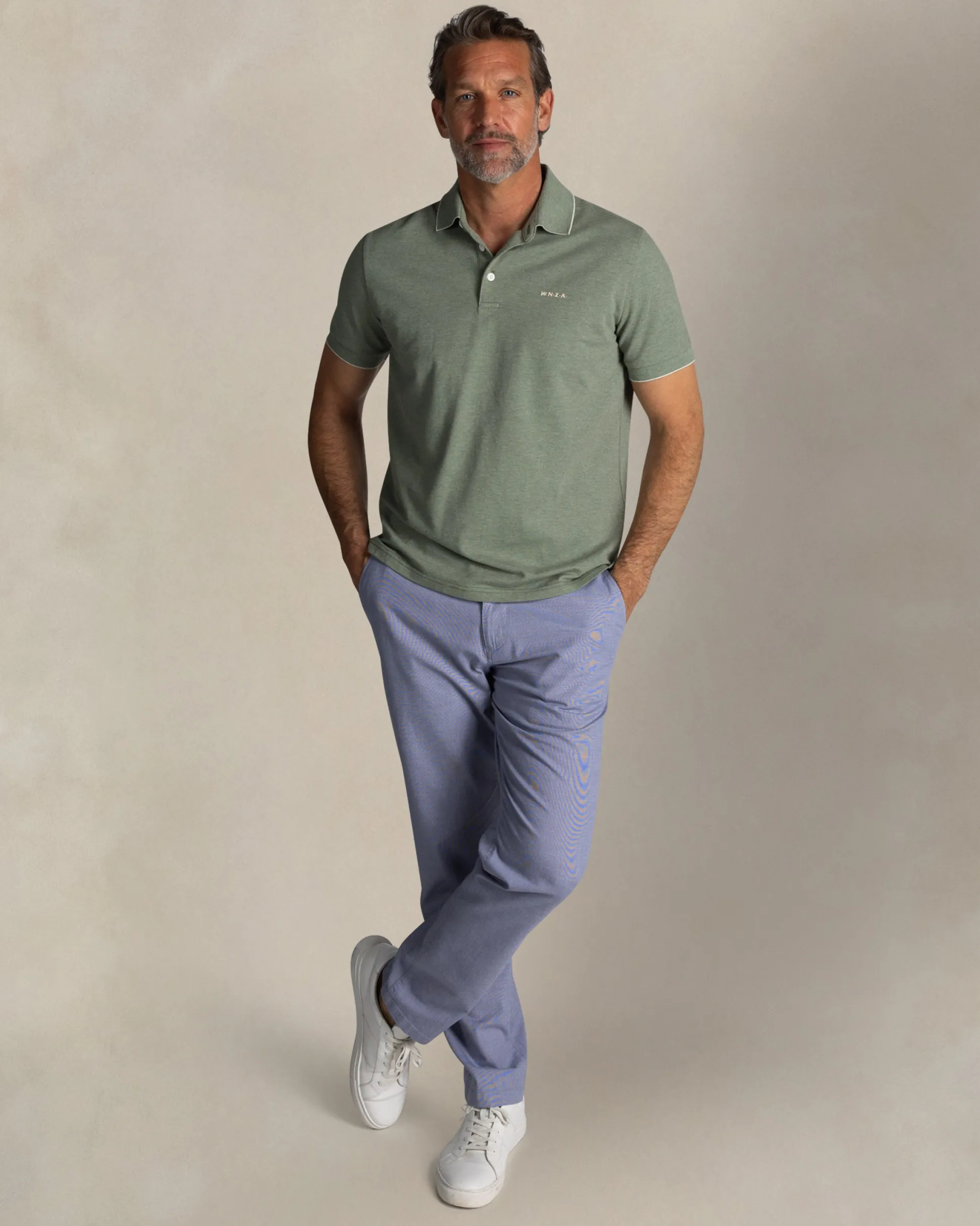 Green cotton stretch polo
