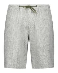 Green Linen Cargo Shorts