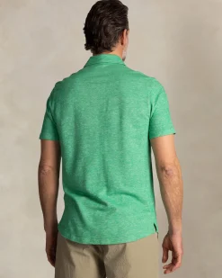 Green linen short-sleeve shirt