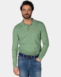 Green long sleeve polo shirt