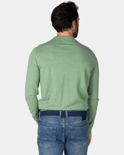 Green long sleeve polo shirt