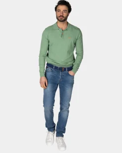 Green long sleeve polo shirt