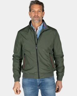 Green nylon bomber jacket