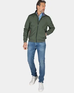 Green nylon bomber jacket
