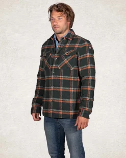 Green padded overshirt with check print - Crushing Green