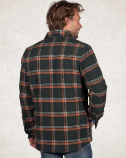 Green padded overshirt with check print - Crushing Green
