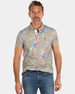 Green polo with flower print - Misty Army