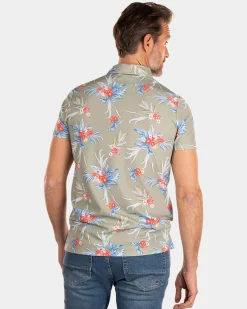 Green polo with flower print - Misty Army