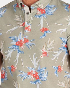 Green polo with flower print - Misty Army