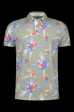 Green polo with flower print - Misty Army