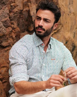 Green printed cotton shirt