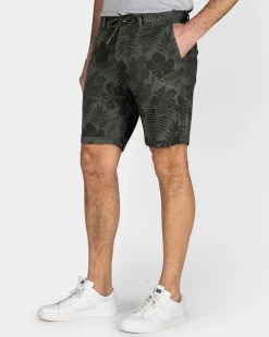 Green Shorts with Leaf Print