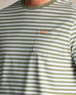 Green T-shirt with light green stripes