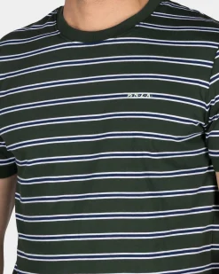 Green-White Striped Cotton T-Shirt