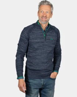 Grey cotton jumper with zipper - Reef Navy