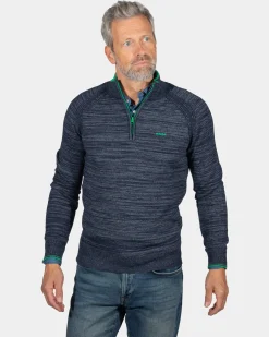 Grey cotton jumper with zipper - Reef Navy