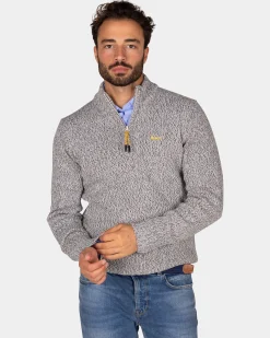 Grey wool half-zip pullover - Birch Grey Melange
