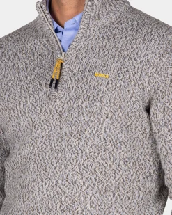 Grey wool half-zip pullover - Birch Grey Melange