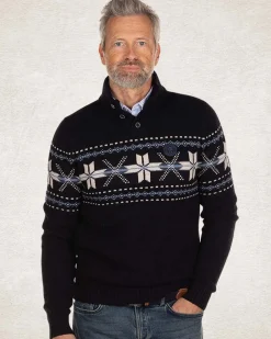 Half buttoned knitted pullover - Pitch Navy