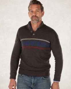 Half buttoned knitted pullover - Smoked Green