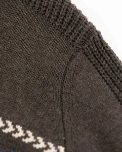 Half buttoned knitted pullover - Smoked Green