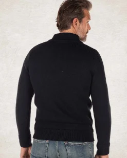 Half buttoned knitted pullover - Pitch Navy