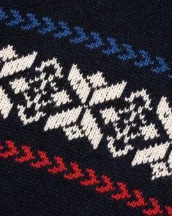 Half buttoned knitted pullover - Pitch Navy