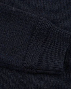 Half buttoned knitted pullover - Pitch Navy