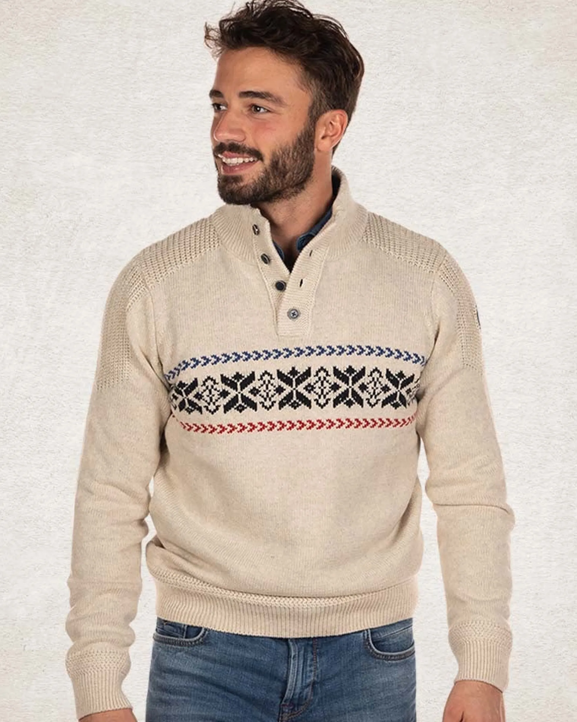 Half buttoned knitted pullover - Milky Ecru