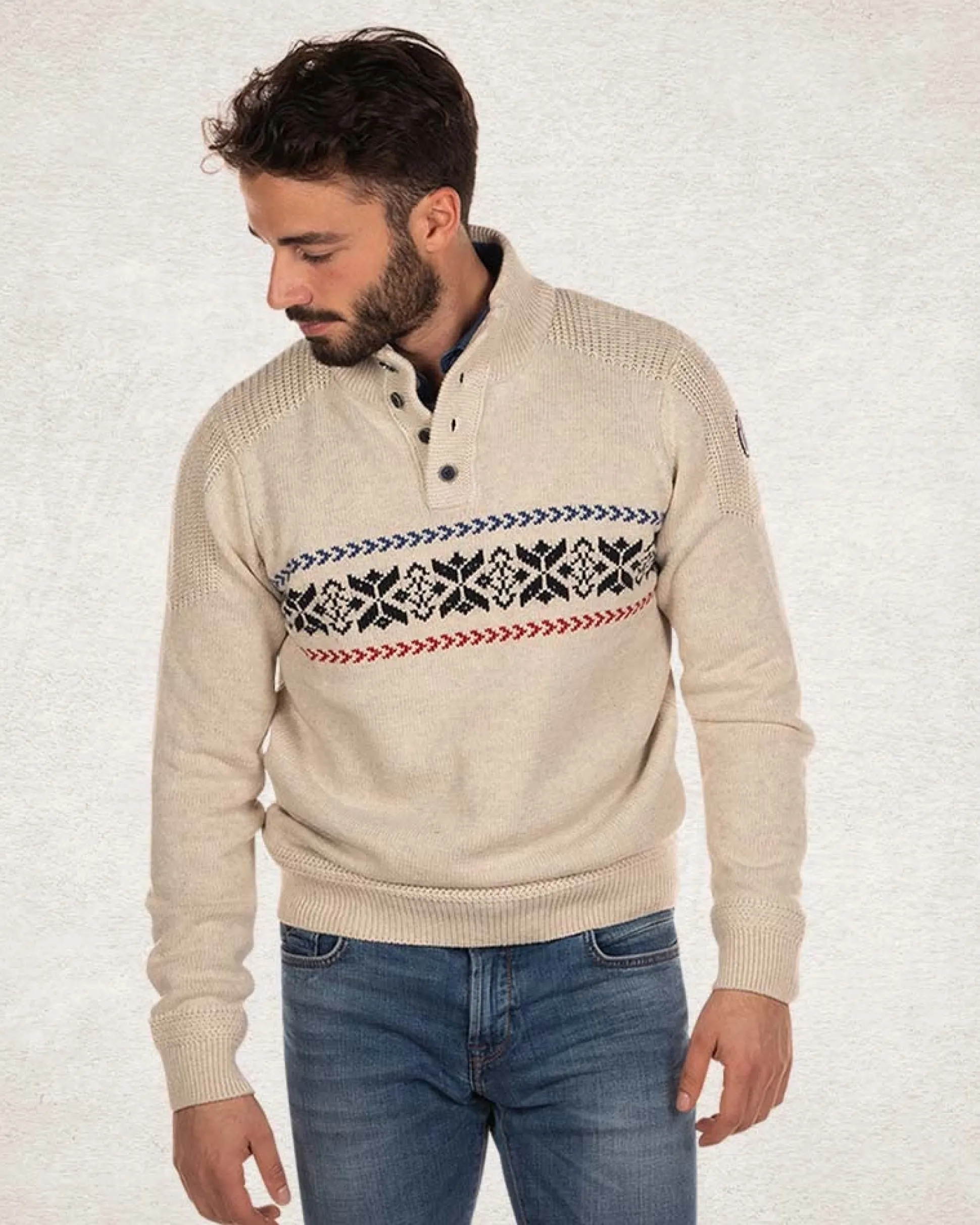 Half buttoned knitted pullover - Milky Ecru