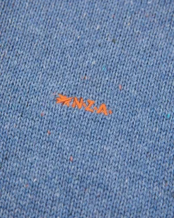 Half buttoned plain pullover - Cloudy Blue