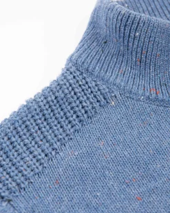 Half buttoned plain pullover - Cloudy Blue