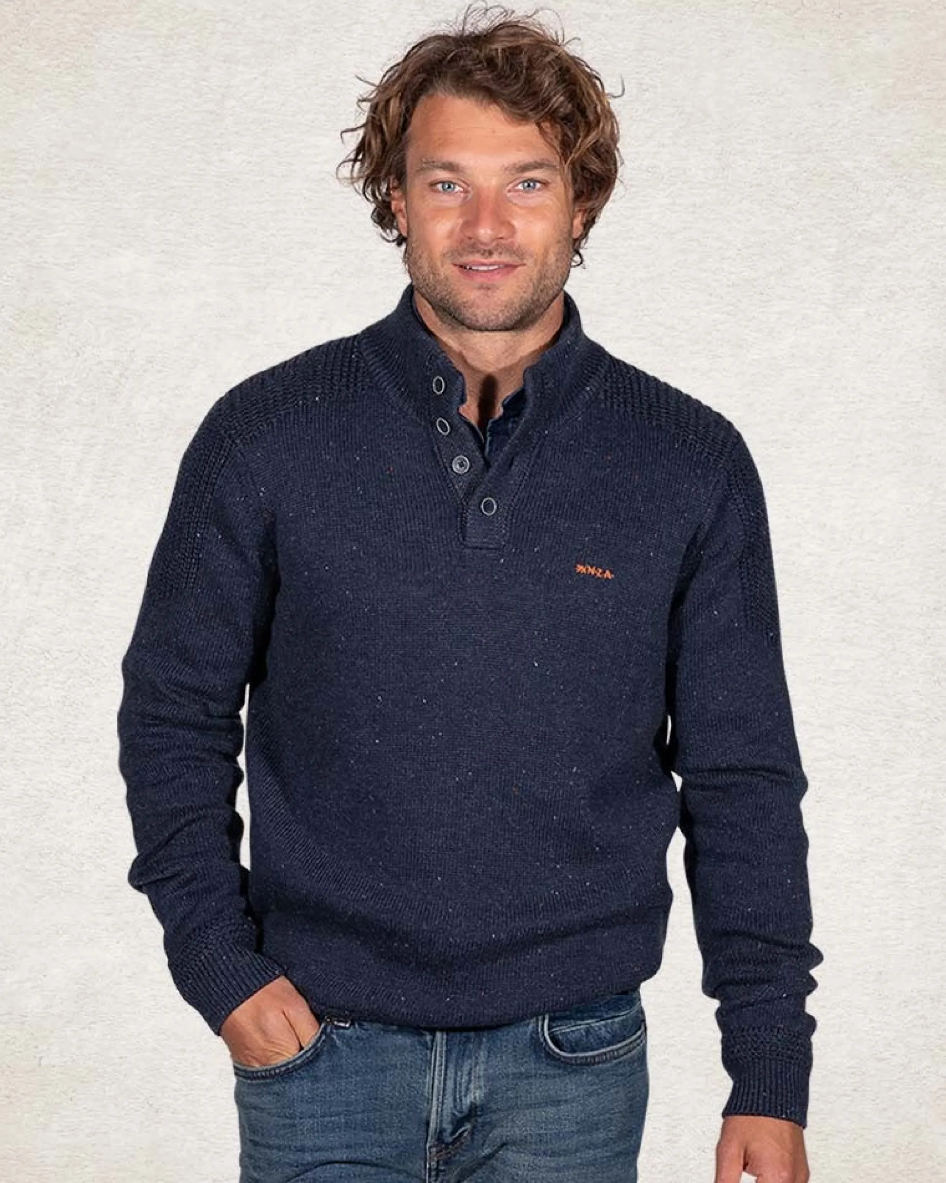 Half buttoned plain pullover - Trent Petrol